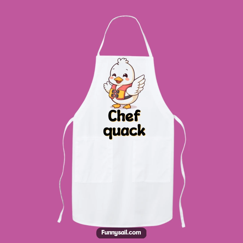 Funny Duck Safety Apron: Cheerful Duck Waving Wing - Hilarious Kitchen Protector!