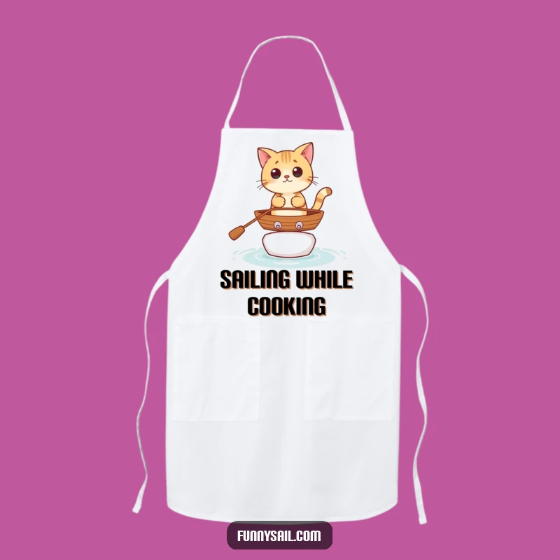 Funny Cat Rowboat Kitchen Apron: Cook with Courage and Comedy