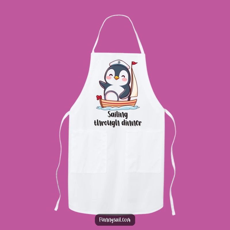 Funny Penguin Captain Apron - Cute Sailor Bird Kitchen Gift