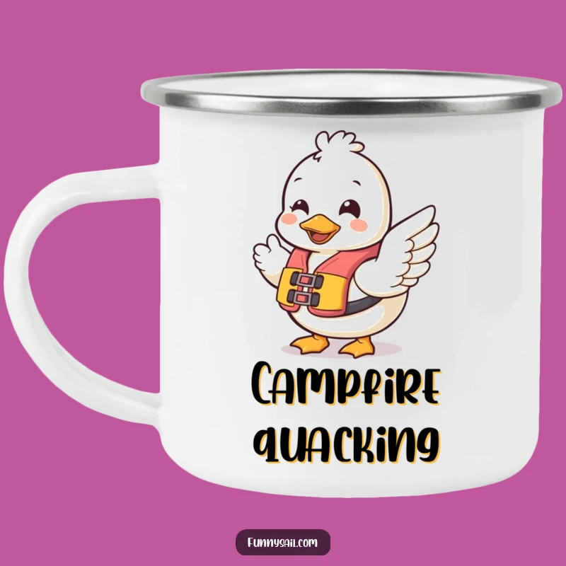 Funny Duck Safety Camping Mug: Cheerful Duck Waving Wing - Hilarious Outdoor Companion!