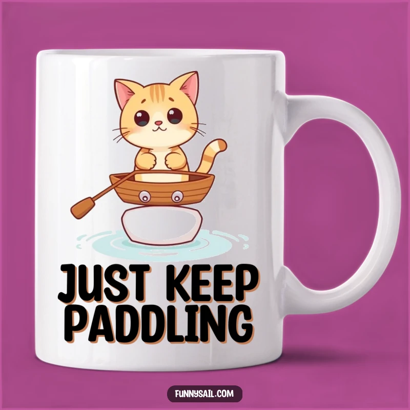 Funny Curious Cat Rowboat Mug: A Hilarious Gift for Cat Lovers