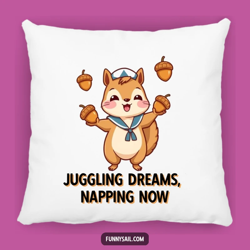 Funny Squirrel Sailor Pillow: Juggling Fun, Cozy Accent, Adorable Gift