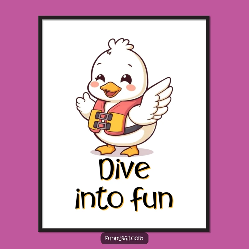 Funny Duck Safety Digital Art: Cheerful Duck Waving Wing - Hilarious Instant Download!