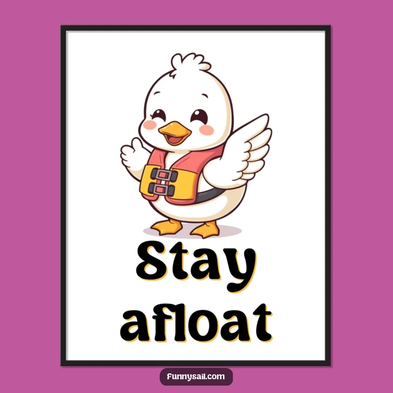 Funny Duck Safety Poster: Cheerful Duck Waving Wing - Hilarious Wall Decor!