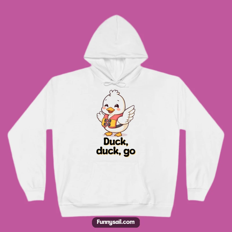 Funny Duck Safety Hoodie: Cheerful Duck Waving Wing - Cozy & Hilarious Comfort!