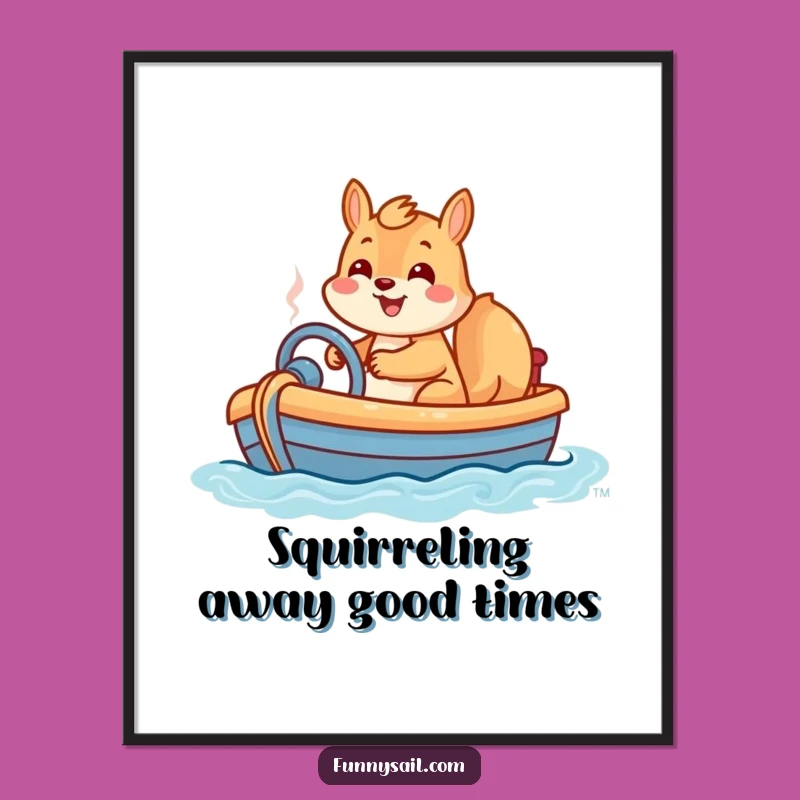 Funny Free Printable Wall Art: Squirrel's Toy Boat Adventure Decor