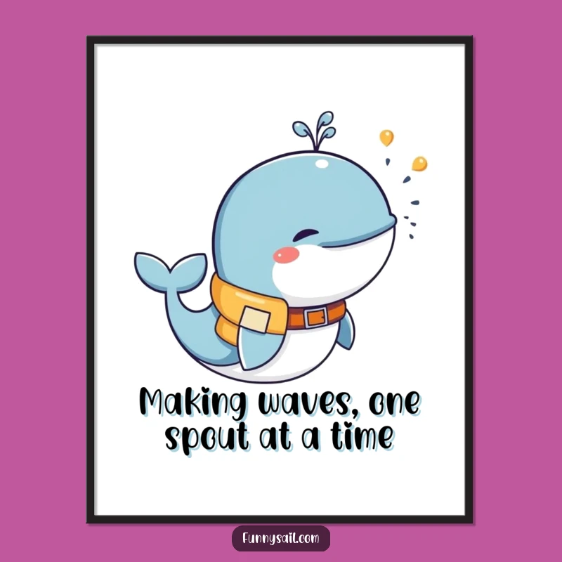 Funny Free Printable Wall Art: Whale Life Vest, Playful Downloadable Art Gift