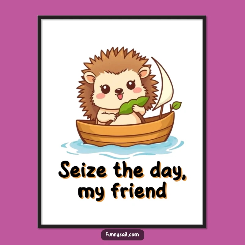 Free Printable Hedgehog Sailor Wall Art - Funny Downloadable Nautical Nursery Decor Gift