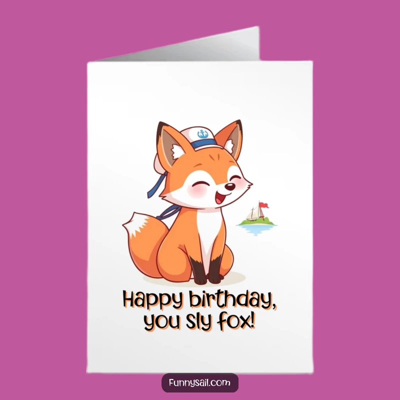 Free Printable Fox Sailor Birthday Card - Funny Downloadable Island Adventure Gift