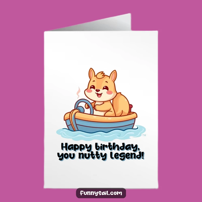 Free Printable Squirrel Birthday Card: Toy Boat Adventure Downloadable Gift