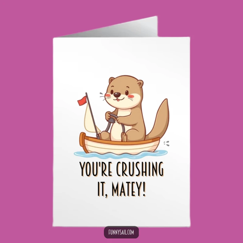 Free Printable Otter Congratulations Card: Playful Sailor Otters Steering Success Download