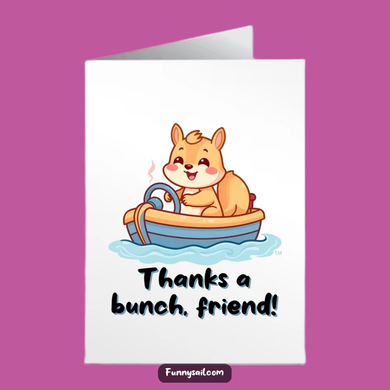 Free Printable Squirrel Thank You Card: Toy Boat Gratitude Downloadable Gift