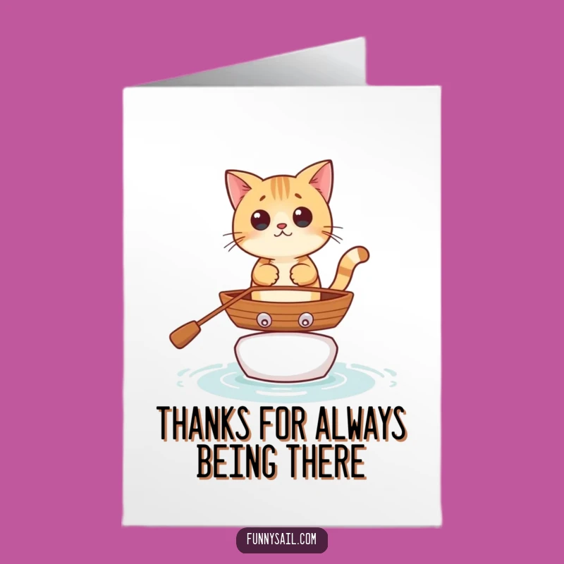 Free Printable Thank You Card: Grateful Cat in Rowboat Downloadable Gift