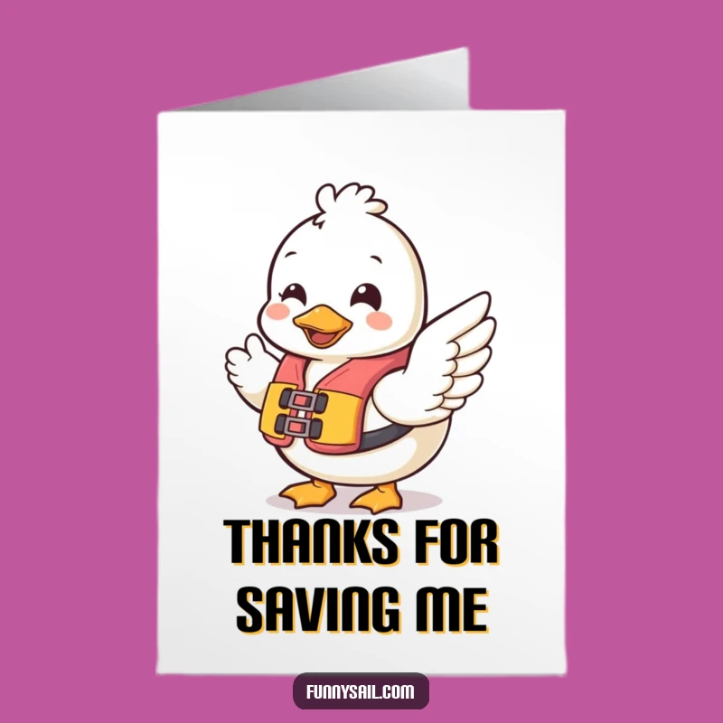 Free Printable Thank You Duck Card: Cheerful Lifesaver Duck Waving Thanks Download