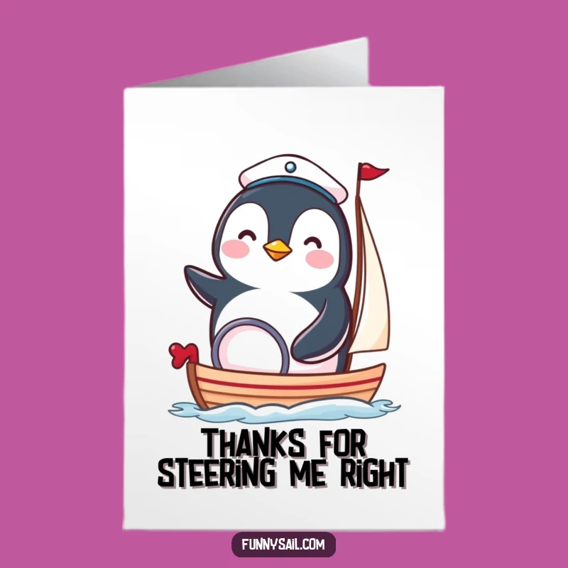 Free Printable Penguin Thank You Card: Funny Nautical Thanks, Downloadable Sailor