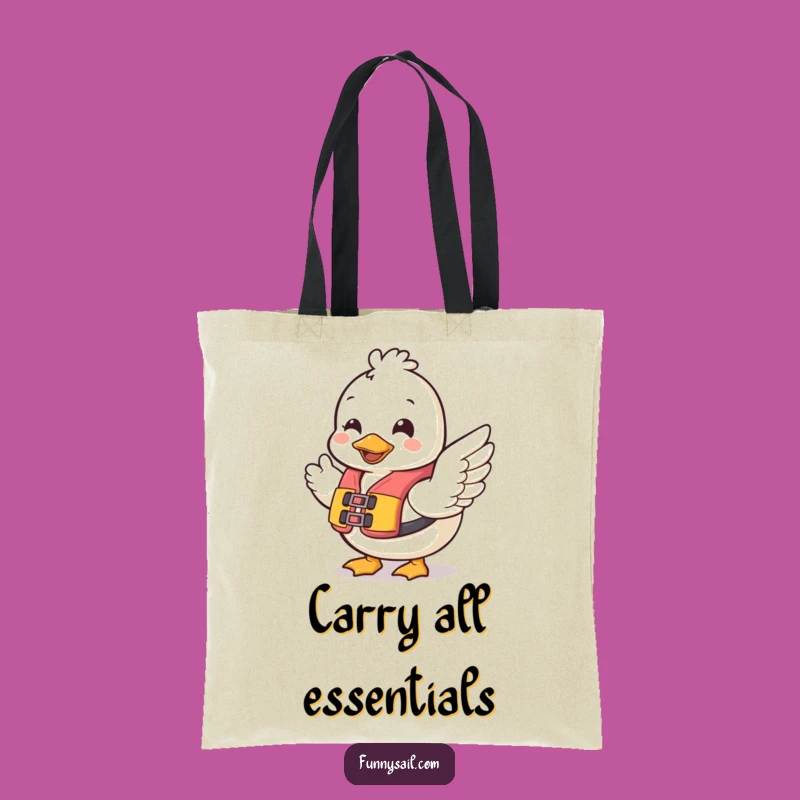 Funny Duck Safety Tote Bag: Cheerful Duck Waving Wing - Hilarious & Practical!